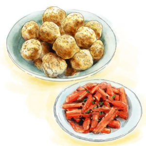 meatballs and carrots